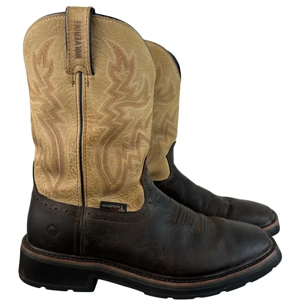 Men's WOLVERINE Rancher Western Style Leather Work Cowboy Boots W08658 (Sz 10M)